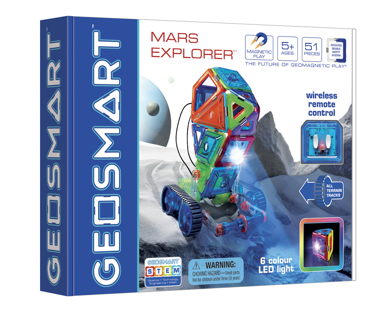 GeoSmart Mars Explorer 51-Piece STEM GeoMagnetic R/C Building Set with Motors and Track Wheels for Ages 5+