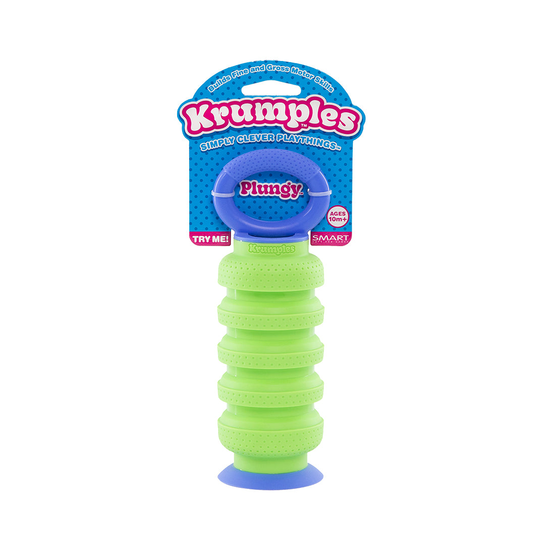 Krumples Plungy GREEN - Ridiculously Fun Playthings for Ages 1 - 99 Made from Food Grade Silicone!