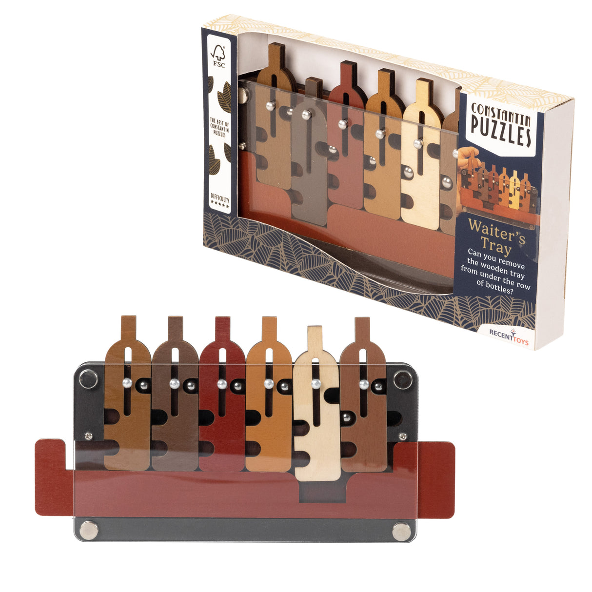 Constantin Waiter's Tray Wooden Puzzle Brainteaser from Recent Toys - for Ages 14+