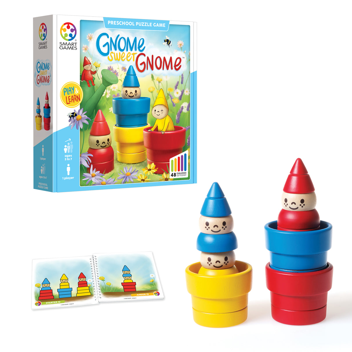 Gnome Sweet Gnome Wooden Deduction Game for Ages 3-7 with 48 Challenges