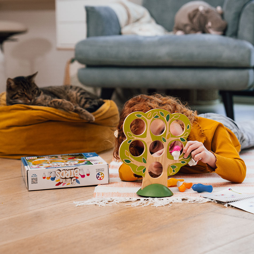 5 Little Birds Wooden Deduction Game for Ages 5 - Adult with 60 Challenges