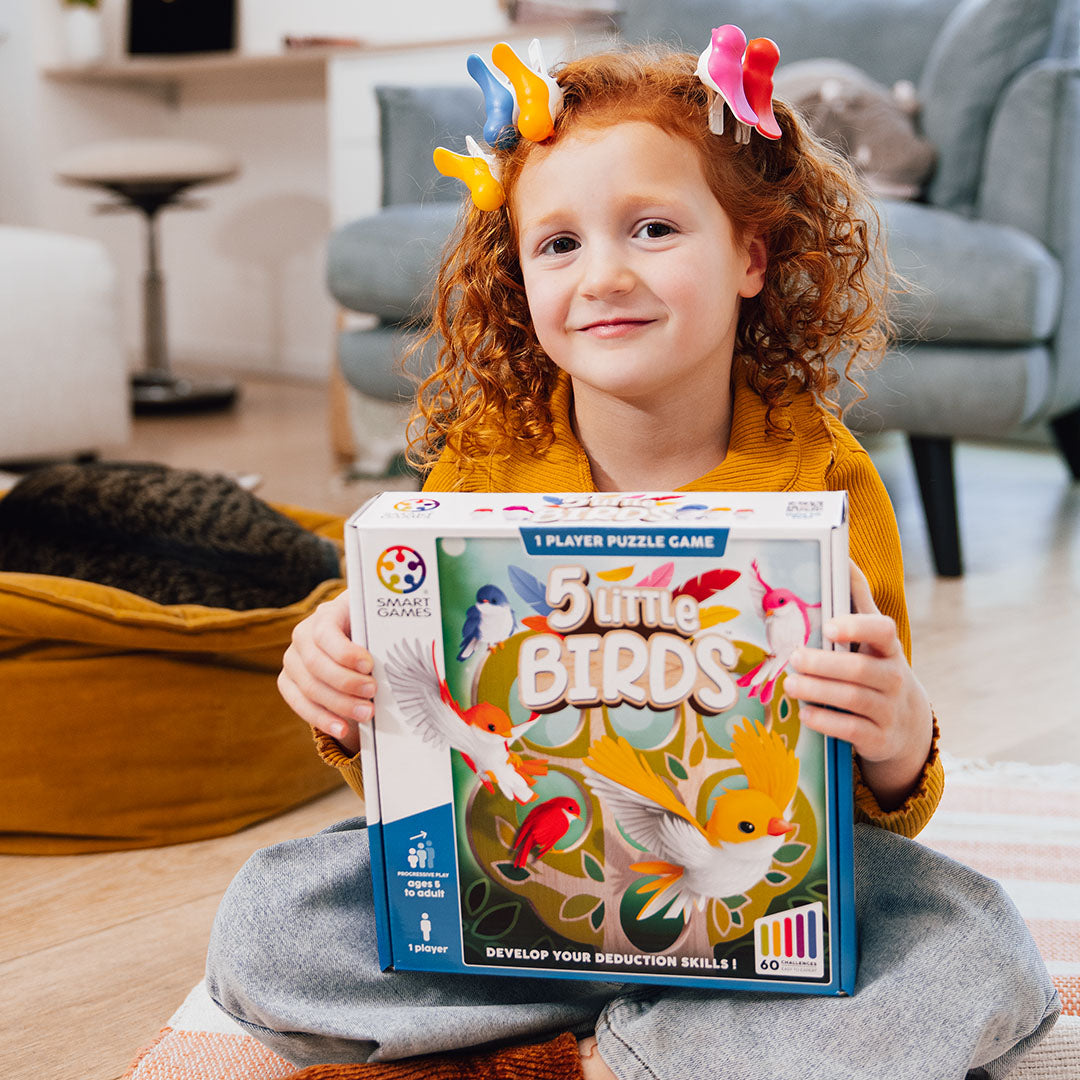 5 Little Birds Wooden Deduction Game for Ages 5 - Adult with 60 Challenges