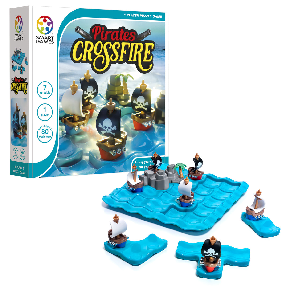 Pirates Crossfire Board Game with 80 Challenges and 4 Playing Modes