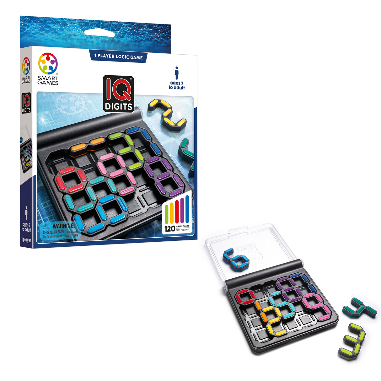 IQ Digits Math Deduction Travel Game with 120 Challenges for Ages 7+