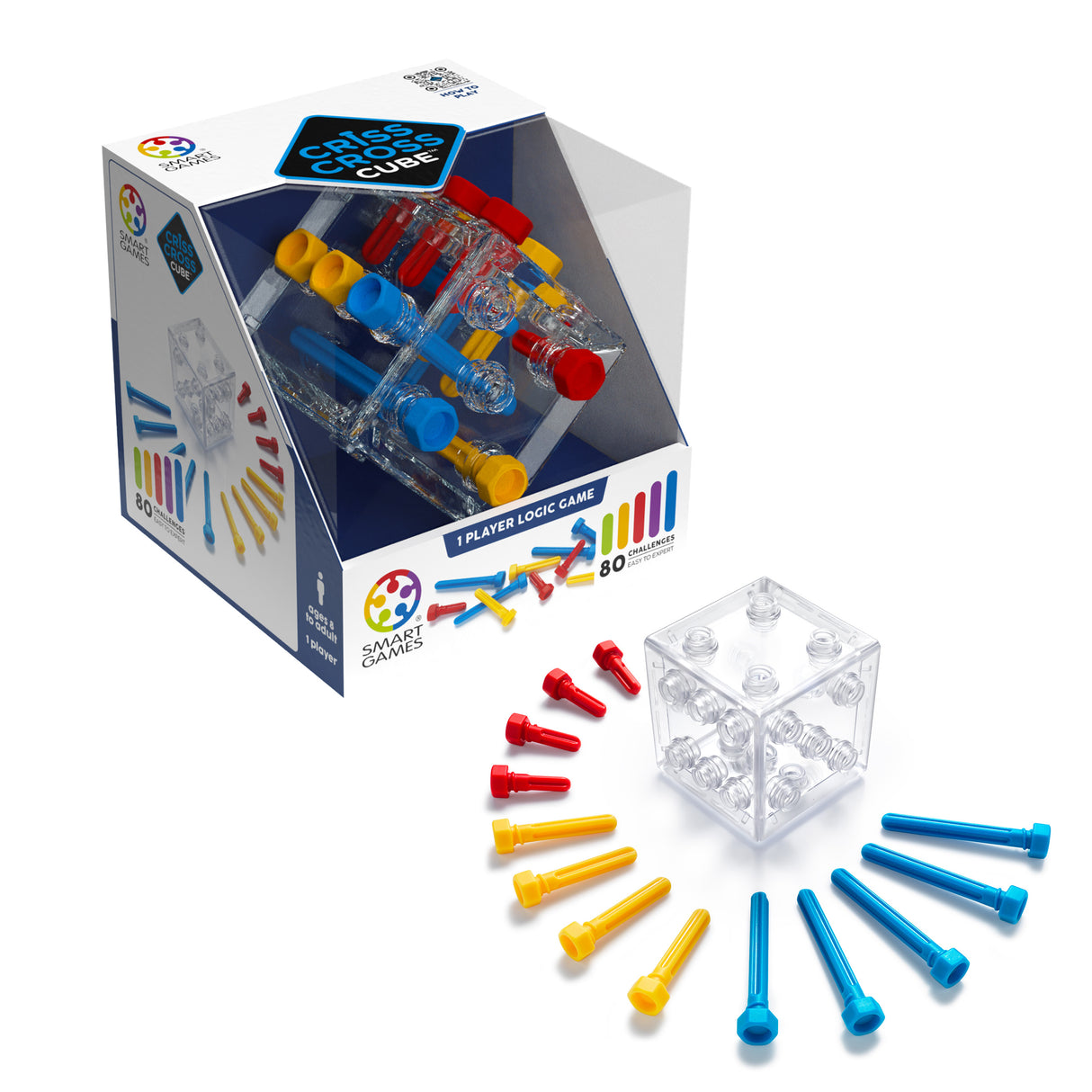 Criss Cross Cube 3D Puzzle Game - Brainteaser with 80 Challenges for Ages 8+