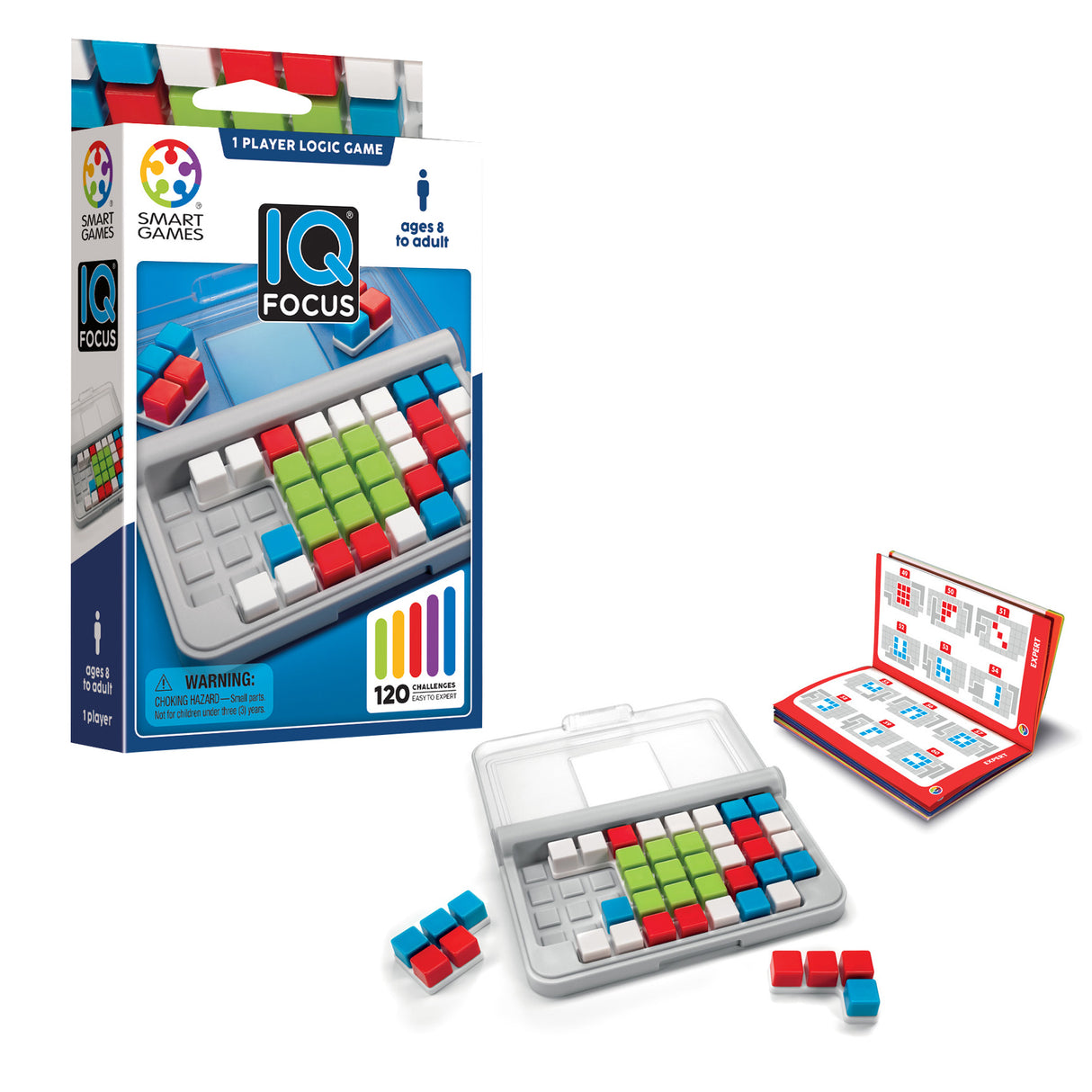 IQ Focus Cognitive Skill-Building Travel Game with Portable Case featuring 120 Challenges for Ages 8+
