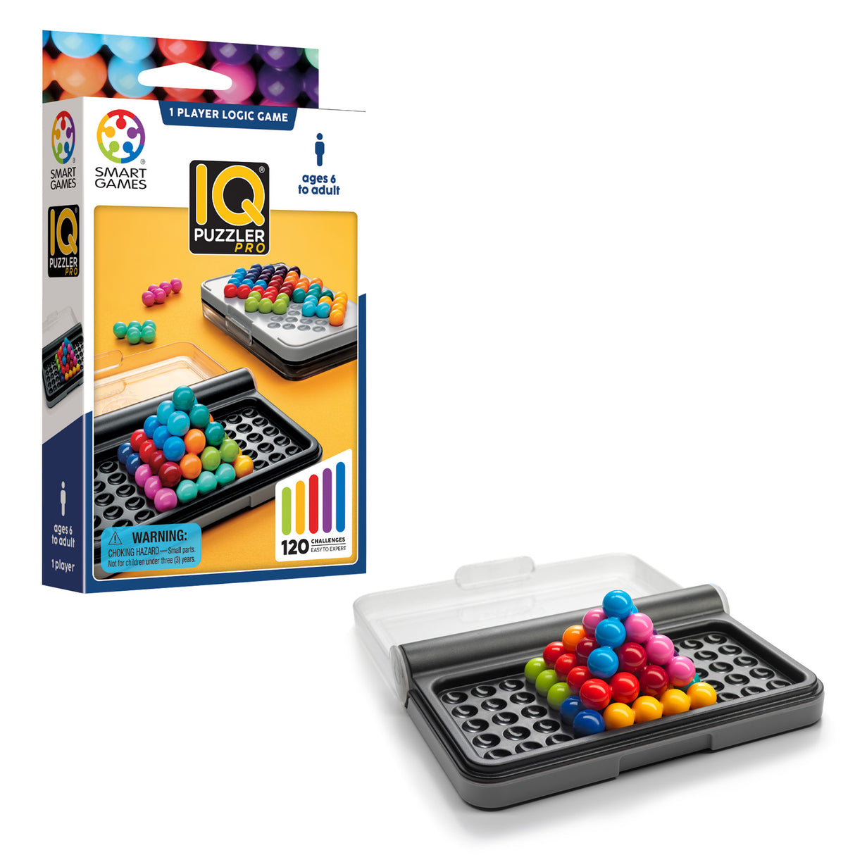 IQ Puzzler Pro Compact Board Game Puzzle with 120 3D Challenges for Ages 6+